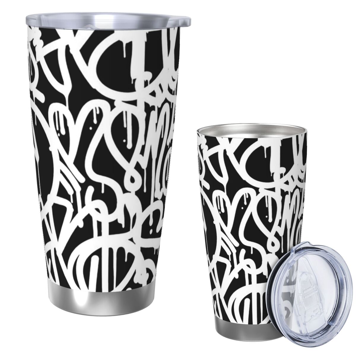 Tumbler 20Oz White - Черно-белый стакан из нержавеющей стали с
