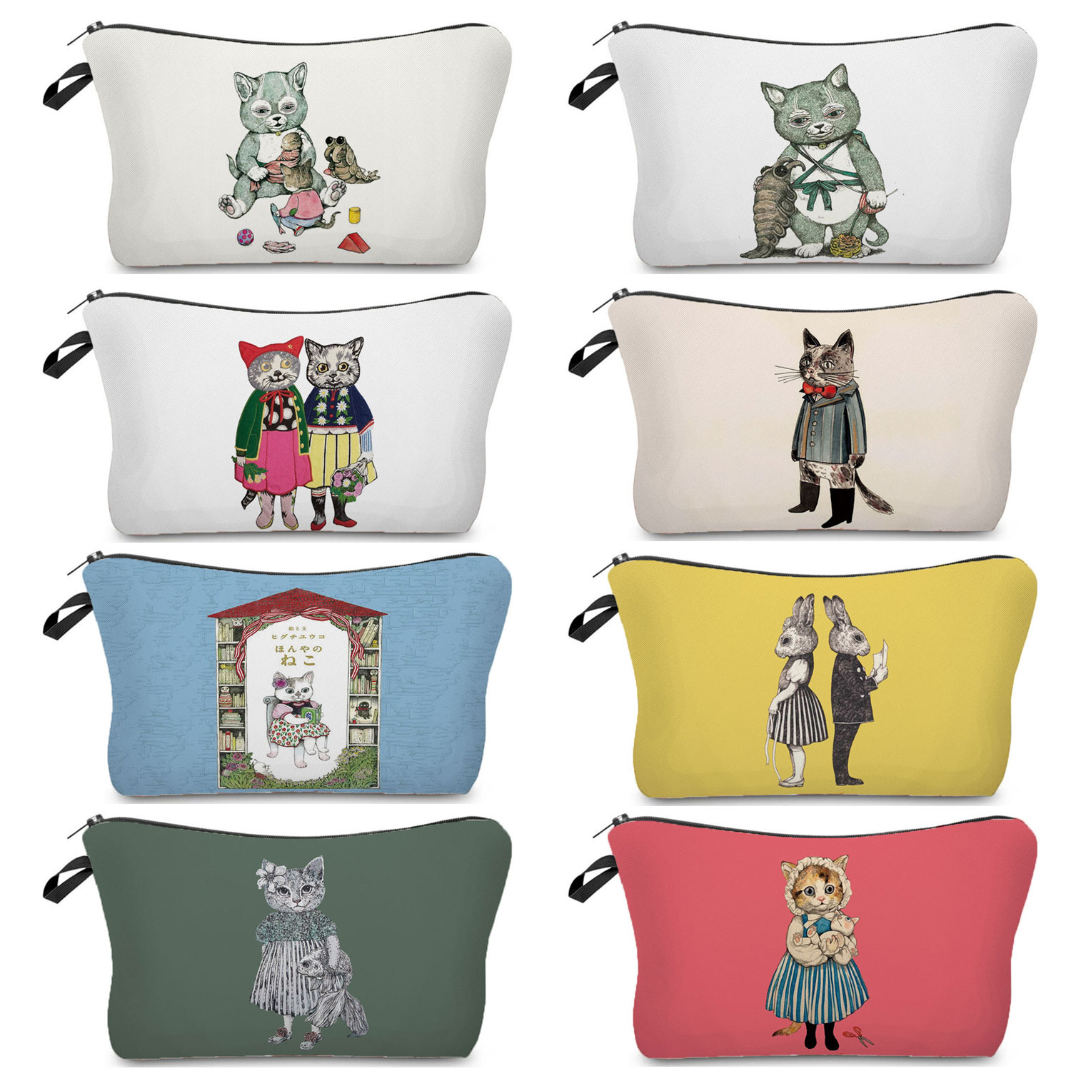 Pillow Cover Sublimation - Женская косметичка, модная иллюстрация, кошка для