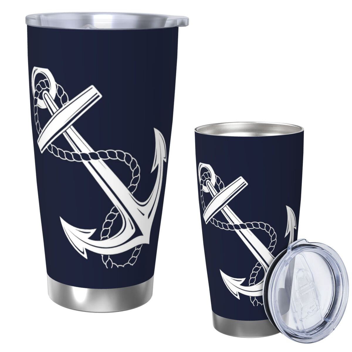 Tumbler 20Oz White - Якорь Морской белый и темно-синий стакан