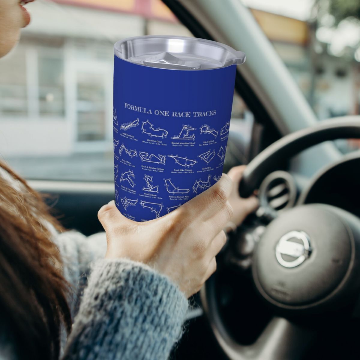 Tumbler 20Oz White - Гоночные треки F1 (белый трафарет-без фона)