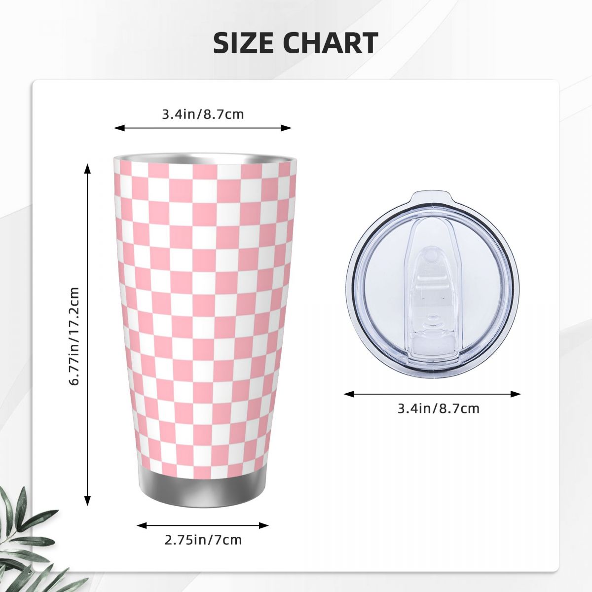 Розовый, белый, шахматный узор – обзор и цена Tumbler 20Oz White