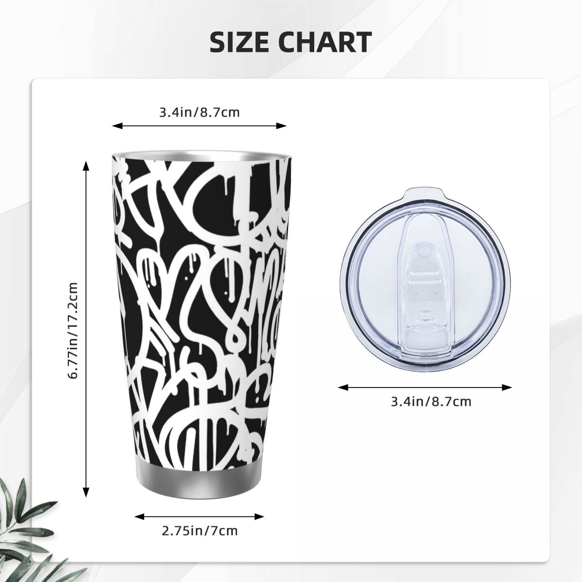 Черно-белый стакан из нержавею – обзор и цена Tumbler 20Oz White