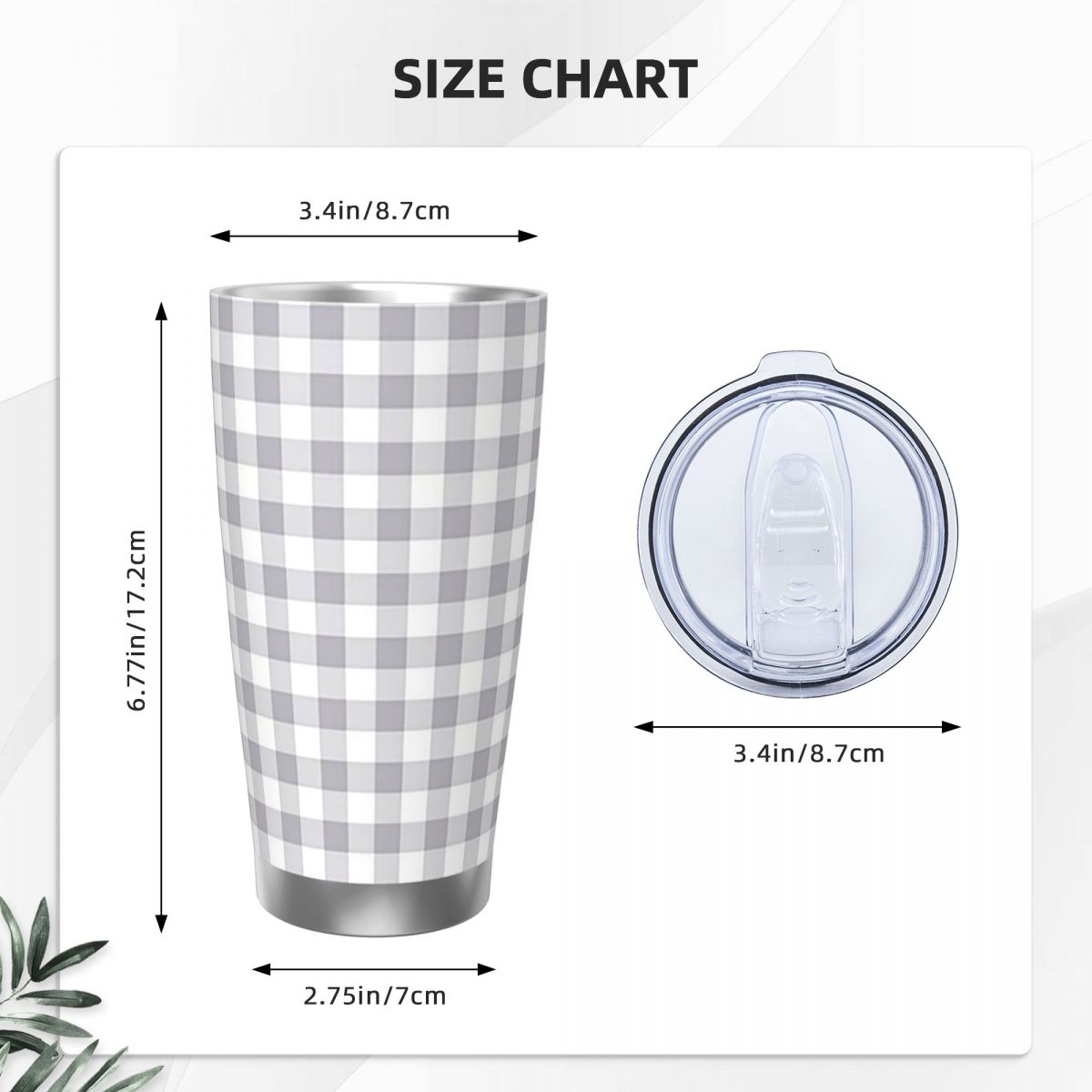 Серый и белый ситцевый стакан  – обзор и цена Tumbler 20Oz White