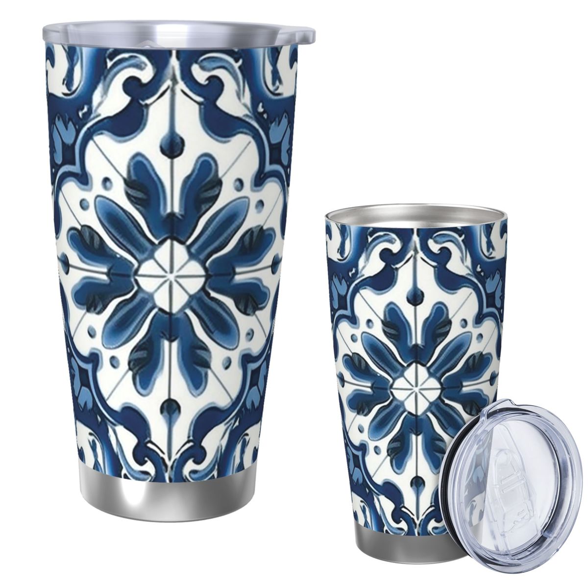 Синий и белый узор Majolica, с – обзор и цена Tumbler 20Oz White