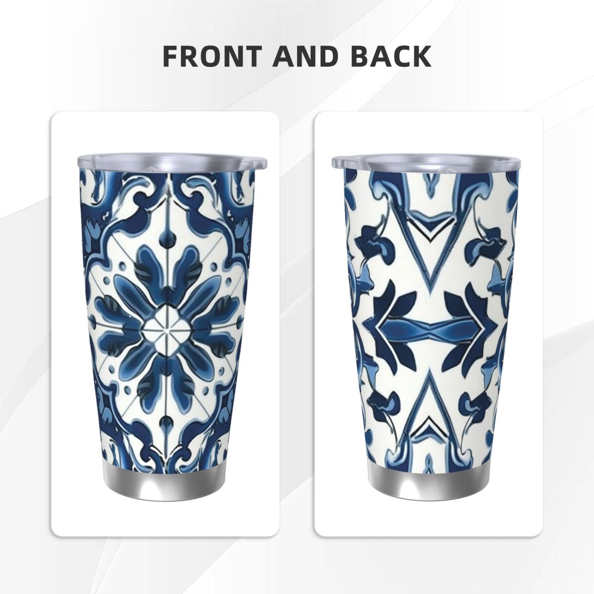 Синий и белый узор Majolica, с – обзор и цена Tumbler 20Oz White