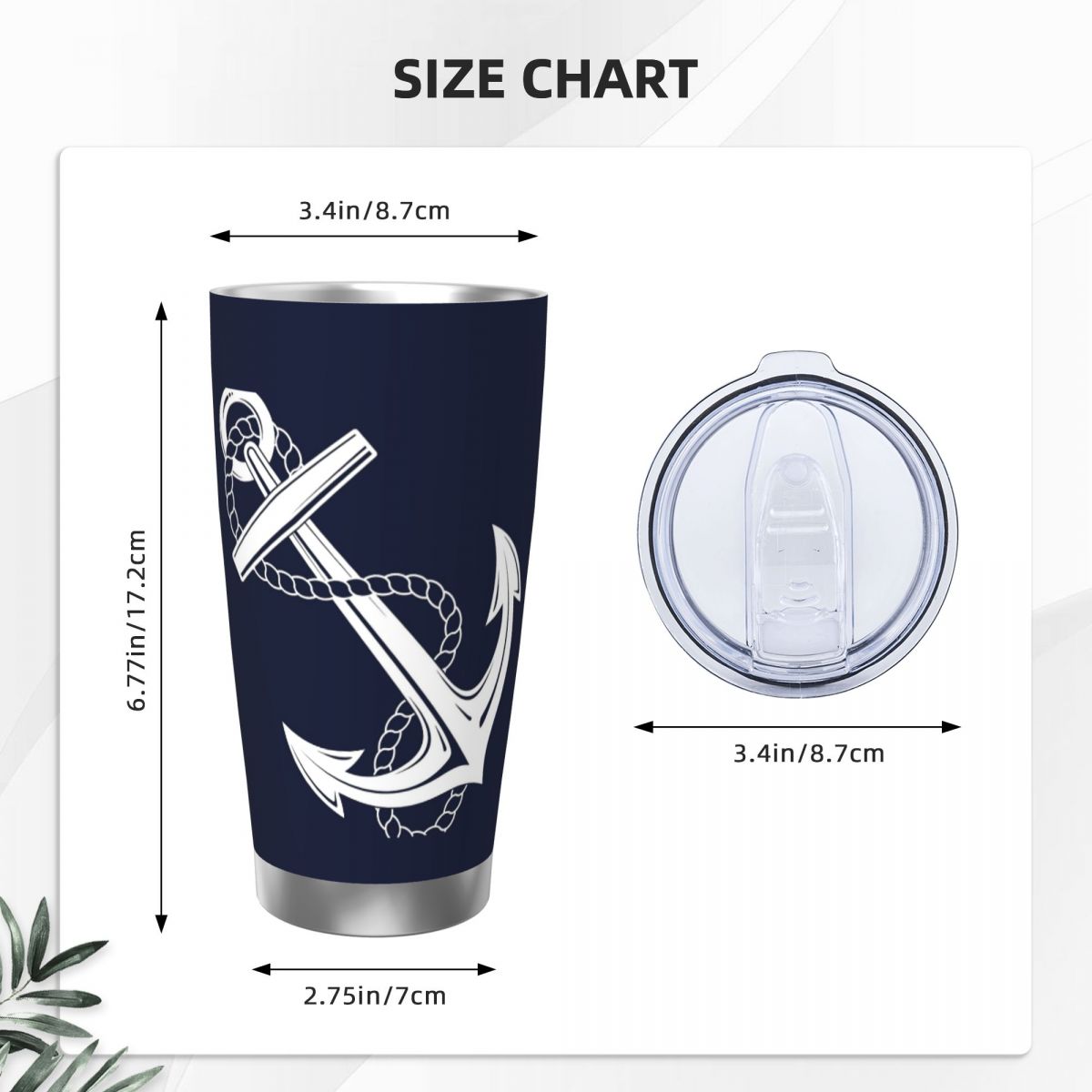 Якорь Морской белый и темно-си – обзор и цена Tumbler 20Oz White